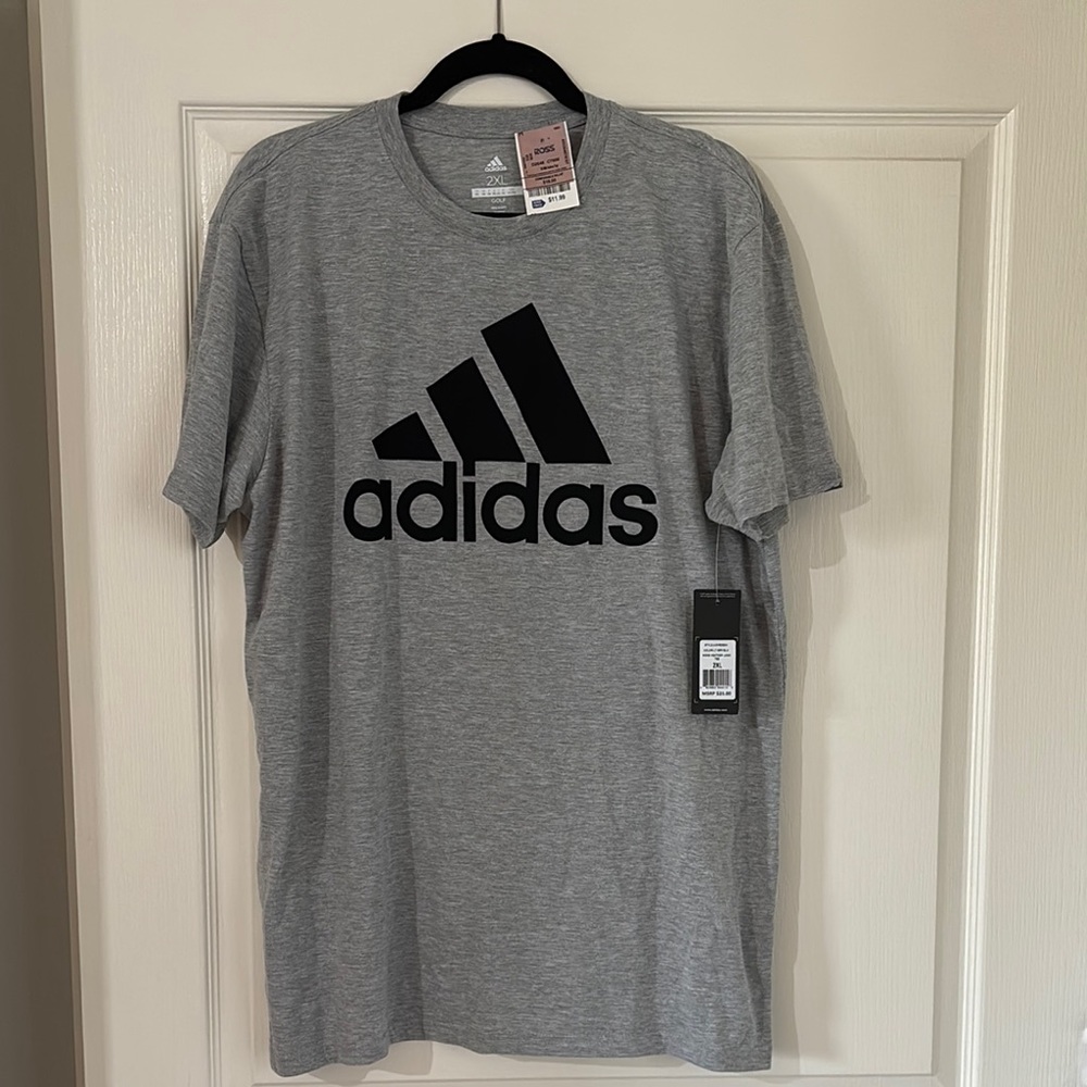 NWT  Adidas Gray Short Sleeve Tee with Iconic Logo